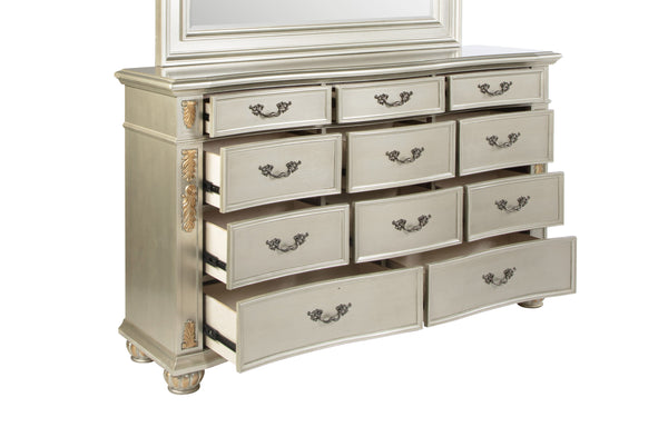 English Elm Lyon 11-Drawer Dresser with Rich Wood Veneer and Gold Accents, Fully Assembled for Instant Style Champagne 22 L x 42 W x 70 H B078P301591