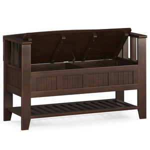 English Elm Acadian Solid Wood Entryway Bench with Lift-Top Storage & Shelf, Brunette Brown Finish, 48" B136P203423