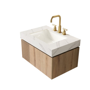 English Elm 30" Carrara White Sintered Stone Countertop Undermount Ceramic Basin Bathroom Vanity Top W2615P445749