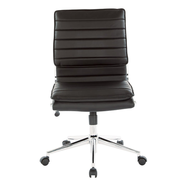 OSP Home Furnishings Armless Mid-back Faux Leather Office Chair with Lumbar Support and Chrome Base Black SPX23592C-U6