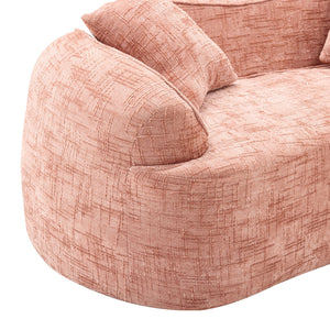 English Elm Pink Curved Two-Person Chenille Sofa with Armrests & 2 Pillows — Compact, Spring-Foam Support W3612P350755