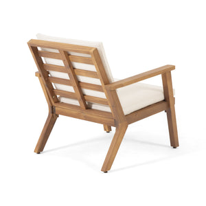 English Elm Christopher Knight Home® - Outdoor Acacia Wood Club Chairs Set of 2 with Water-Resistant Beige Cushions, Open Slat Design, Durable 66464.00CRM