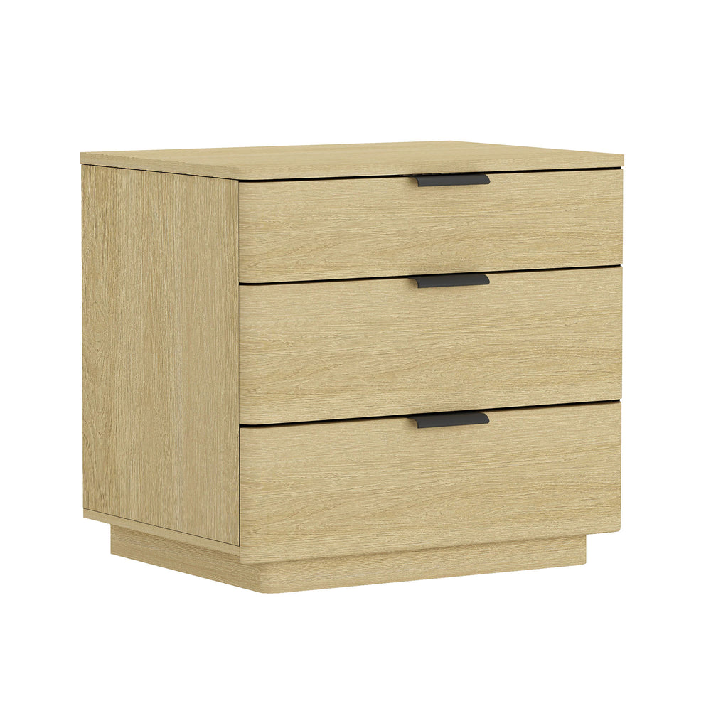 English Elm Payton 26" Nightstand Natural Oak 3-Drawer — Modern Minimalist Bedside Storage, Metal Handles B365P398196