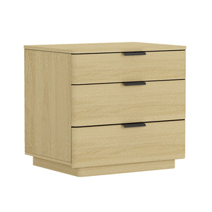 English Elm Payton 26" Nightstand Natural Oak 3-Drawer — Modern Minimalist Bedside Storage, Metal Handles B365P398196