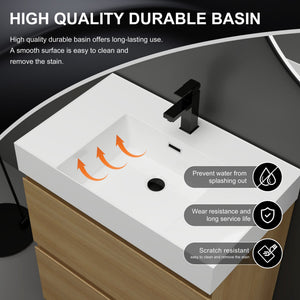 English Elm 30" Bathroom Vanities - Modern Oak Sink Cabinet With Double Drawers, Freestanding And Stylish Design W1972S00008