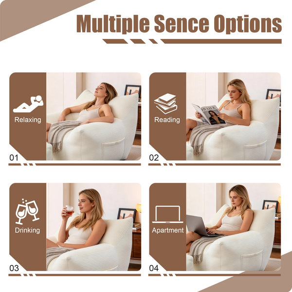 English Elm Bean Bag Chair with Armrests Shredded Foam Fill Oversized Adult Lounge Seat W5385P433220