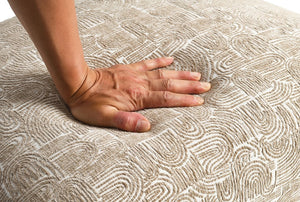 English Elm Contemporary Sculpted Barrel-Back Arm Chair with Smooth Casters, Neutral Textured Upholstery, Stylish Accent Seating Beige 38 L x 29 W x 35 H B2741P401404