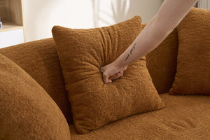 English Elm Ly-049s Curved Chenille Loveseat with Boneless Frame for Modern Living Spaces Orange W2231P402439
