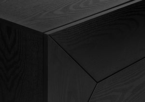 English Elm Tv Stand 72 Inch Mid-Century Console with Solid Wood Legs, Push Latch Drawers, Cable Management System Black 76 L x 19 W x 5 H B2710P287029