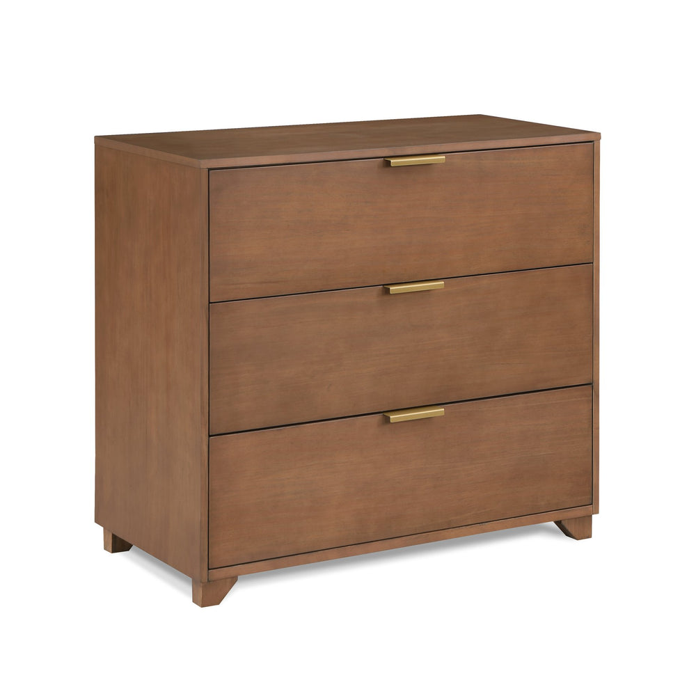 English Elm Pixie Mid-century 3 Drawer Compact Dresser with Brushed Gold Pulls for Bedroom Walnut B022P204849