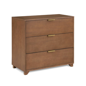 English Elm Pixie Mid-century 3 Drawer Compact Dresser with Brushed Gold Pulls for Bedroom Walnut B022P204849