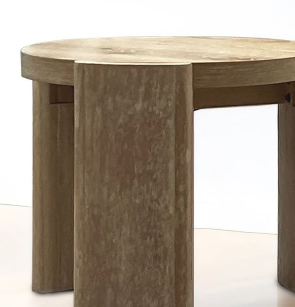 English Elm Round Round End Table Oak Finish with Plinth Panel Base, Contemporary Rubberwood Accent Table, 20"D x 18"H B2741P360637