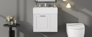 English Elm Christopher Knight Home® - 21.8" Wall-Mounted Bathroom Vanity with Ceramic Sink, Soft-Close Drawer, Adjustable Shelves & Tissue Holder White N759P292550K