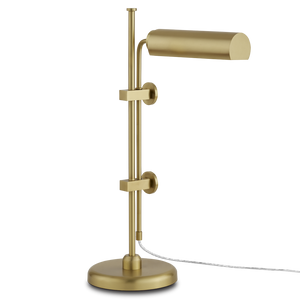 Satire Brass Table Lamp - Adjustable Mid-Century Modern Lighting with Dimmable LED, Gold Finish