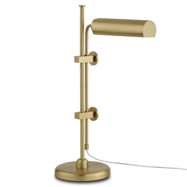 Satire Brass Table Lamp - Adjustable Mid-Century Modern Lighting with Dimmable LED, Gold Finish