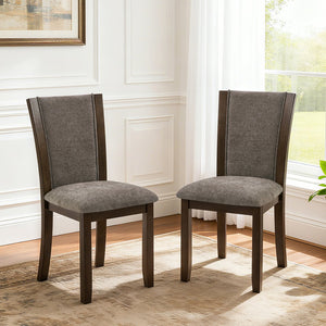 English Elm Dining Chairs Set of 4 Rubberwood Frame Linen Seat Minimalist Kitchen Seating W1998P373007