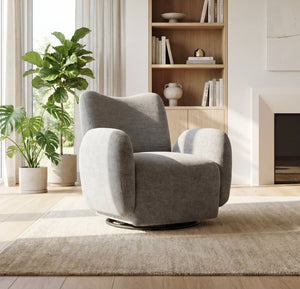 English Elm 360° 360 Swivel Accent Chair Plush Chenille Upholstered Circular Seat for Living Room Office Dark Grey W2901P463495