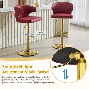 English Elm Modern Pu Leather Swivel Barstools with Adjustable Height and Chrome Base Set of 4 W2920S00134