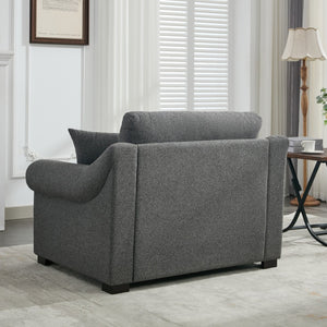 English Elm Modern Oversized Chenille Armchair with Wide Armrests, Removable Covers, Sturdy L-Shape Legs for Cozy Lounging Grey 38.5 L x 28 W x 15.75 H BS701P188662G