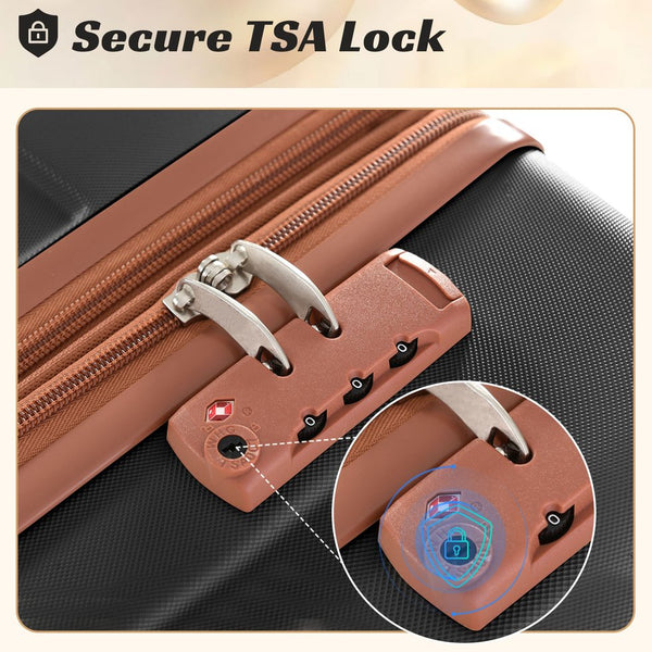 English Elm Hardshell Abs Checked Suitcase with 360 Spinner Wheels Expandable Tsa Lock 28 Inch Black Brown N730P296747A