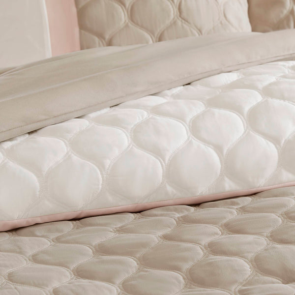 JLA Home 510 Design - 8 Shawnee Comforter Set with Blush Damask Accents, Diamond Quilting, Hypoallergenic Microfiber, Machine Washable 90 L x 90 W x 1.5H 5DS10-0222