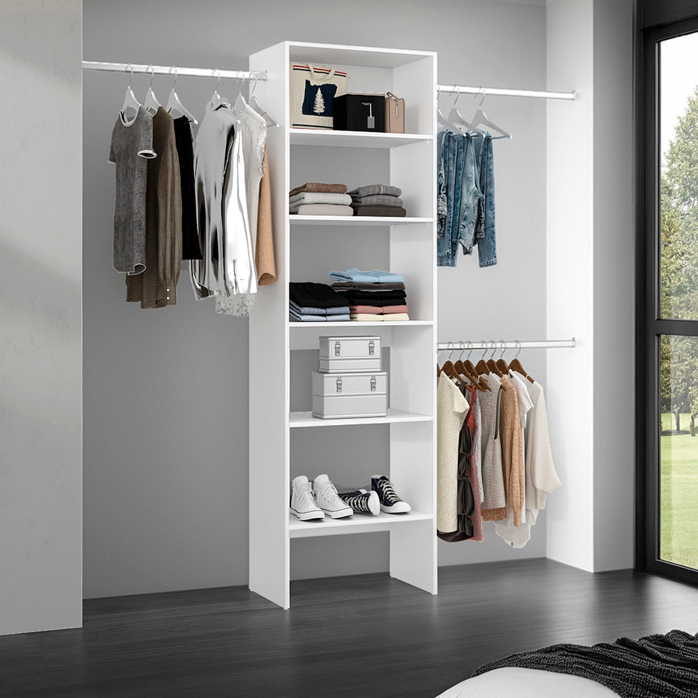 English Elm Cassville Open Wardrobe System with Dual Hanging Rods and Shelves for Modern Bedrooms B092P474471