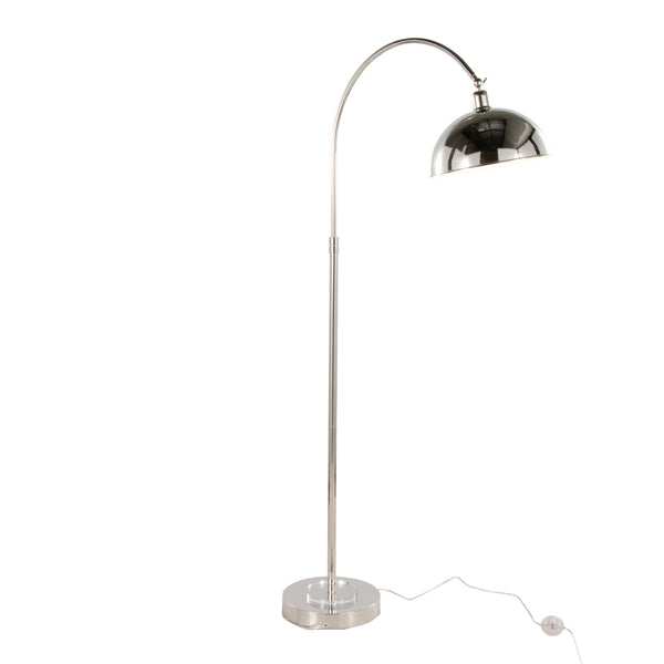 English Elm Metal Arc Floor Lamp with Polished Nickel Finish and K9 Crystal Accents for Living Rooms B202P471644