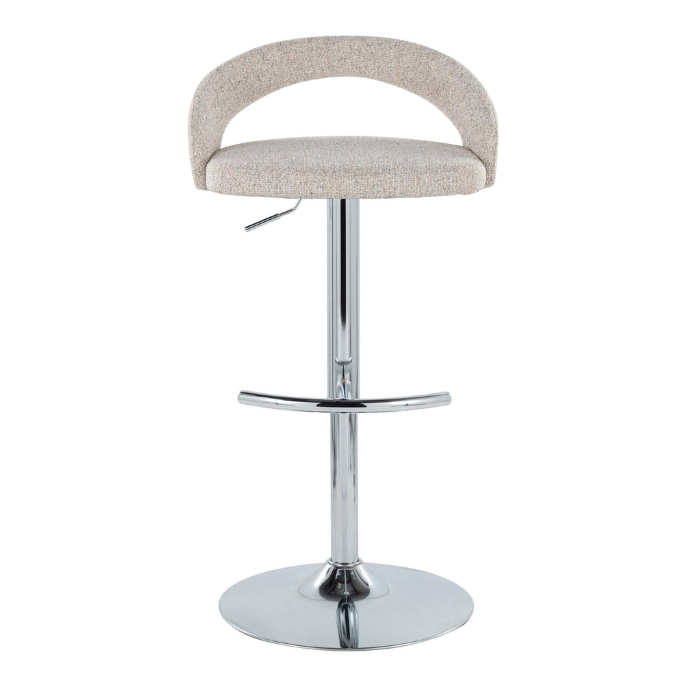 English Elm Adjustable Swivel Barstools Set of 3 Chrome Pedestal Oat Fabric Counter Height B202S02036