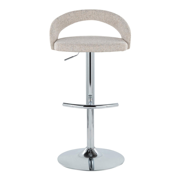 English Elm Adjustable Swivel Barstools Set of 3 Chrome Pedestal Oat Fabric Counter Height B202S02036
