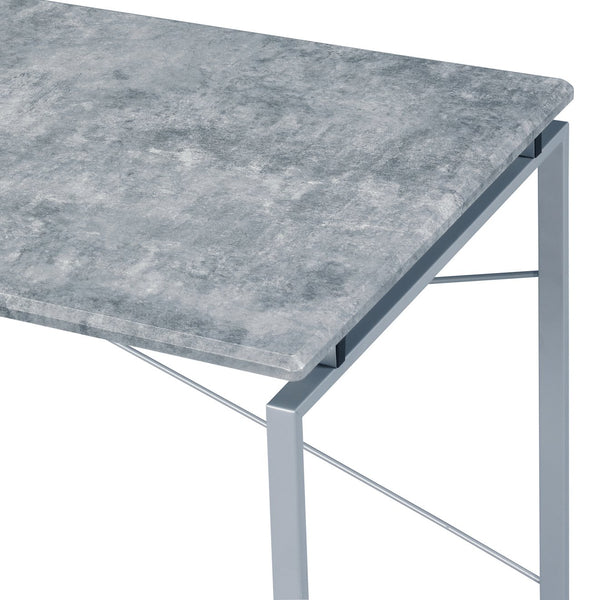 English Elm Jurgen Industrial Faux Concrete Writing Desk with Silver Metal Sled Base, Modern Office Table 48" B2726P282410
