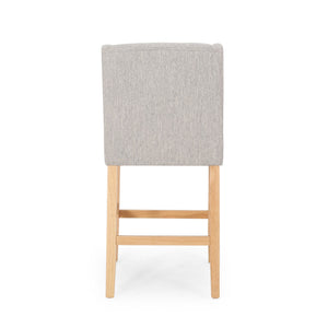 English Elm Christopher Knight Home® - Vienna Tufted Wingback Counter Stools Set of 2 — Elegant Fabric Seating, Button-Tufted Comfort, Durable Rubberwood Frame Light Grey+Natural 64853.00LGRY
