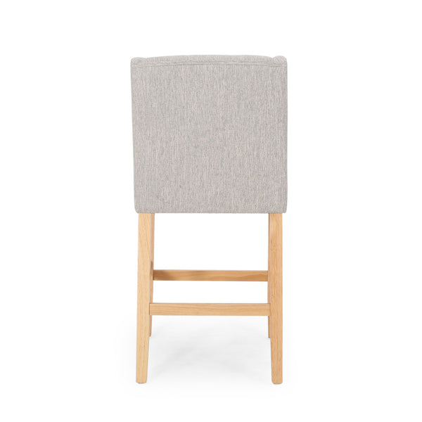 English Elm Christopher Knight Home® - Vienna Tufted Wingback Counter Stools Set of 2 — Elegant Fabric Seating, Button-Tufted Comfort, Durable Rubberwood Frame Light Grey+Natural 64853.00LGRY