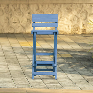 English Elm Harbor Point Recycled Hdpe Outdoor Folding Bar Stool Patio Deck All Season Seating Blue B2745P409654