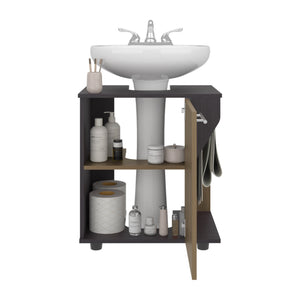 English Elm Phillips Under Sink Cabinet Black — Double-Door Freestanding Unit with Cut-Out Back for Pipes, Slim Modern Storage B070P374510