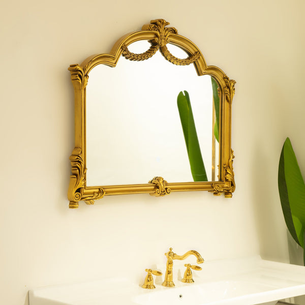 English Elm 35'' VITI Mirror Baroque Revival with Ornate Gold PU Frame, Backlit LED, Elegant Bathroom Accent W2615P346494