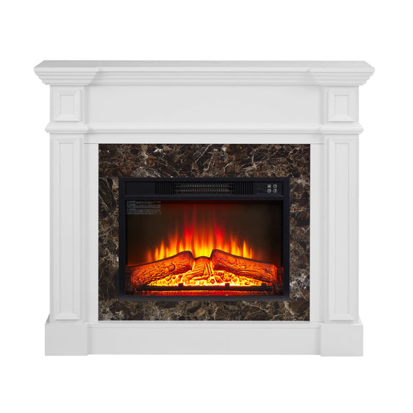 English Elm Electric Fireplace With Realistic 3D Flame And Stacked Stone Mantel – Remote, Timer & Cozy Heat! W1758S00033