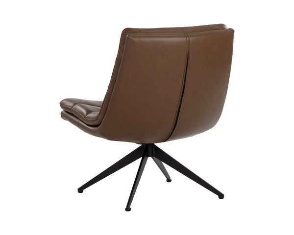 Sunpan Keller Swivel Lounge Chair - Luxurious Mid-Century Modern Design with Genuine Italian Leather Comfort Missouri Mahogany Leather