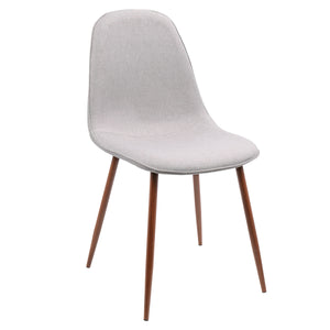 English Elm Mid-century Modern Dining Chairs Walnut Legs Grey Upholstered Seat Set of Two B202P223871