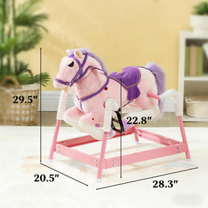 English Elm Soft Plush Spring Rocking Horse with Saddle Reins and Sounds for Kids Ages 3 to 8 T3971P442632