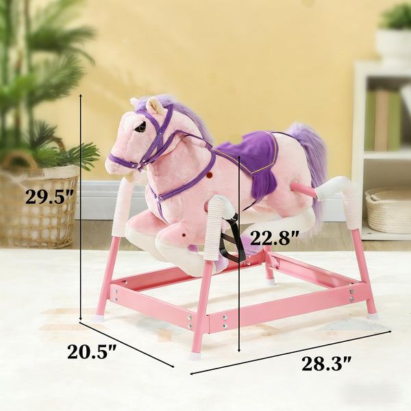 English Elm Soft Plush Spring Rocking Horse with Saddle Reins and Sounds for Kids Ages 3 to 8 T3971P442632