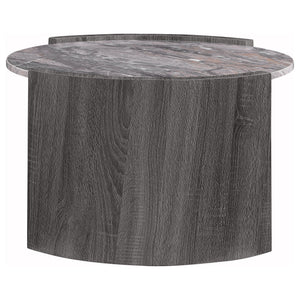 English Elm Zende Round Faux Marble Coffee Table with Curved Panels for Modern Living Rooms B062P441333