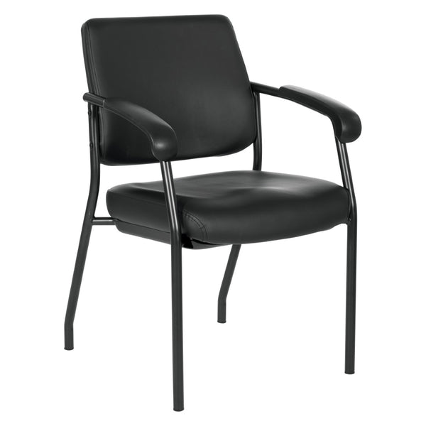 OSP Home Furnishings Padded Visitor Chair with Lumbar Support and Pu Armrests for Modern Office Reception 83710B-R107