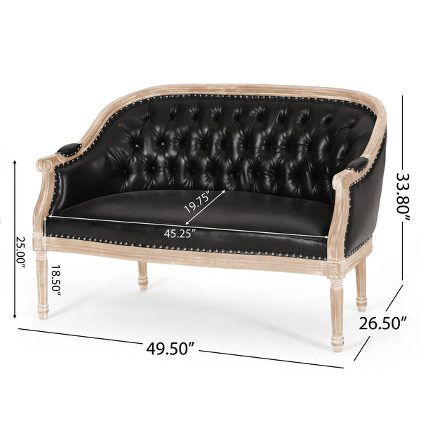 English Elm Chair Chesterfield Loveseat with Tufted Diamond Upholstery Nailhead Trim Birch Frame 60925.00PUMDNT