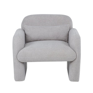 English Elm Stylish Teddy Fleece Single Sofa Chair with Arms and Pillow, Cozy Accent Armchair for Living Room Gray 30 L x 24.75 W x 24 H W1716P196466