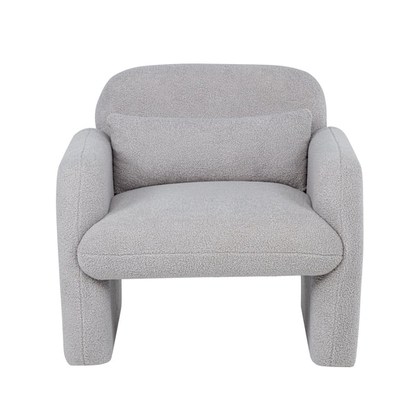 English Elm Stylish Teddy Fleece Single Sofa Chair with Arms and Pillow, Cozy Accent Armchair for Living Room Gray 30 L x 24.75 W x 24 H W1716P196466