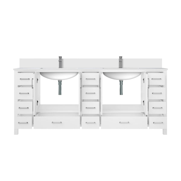 English Elm White Double Bath Vanity With White Quartz Top & Faucet Set – Elegant Storage Solution For Bathrooms B2731P259147-GIGA