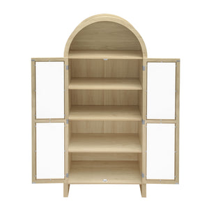 English Elm 70.28" Tall Arched Kitchen Pantry - Modern Farmhouse Cabinet With Adjustable Shelves For Versatile Storage W688P204446