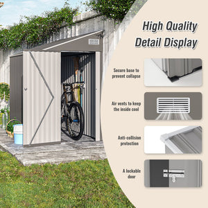 English Elm Campcraft Metal Storage Shed with Sloped Roof Ventilation and Weather Resistant Steel Panels Dark Gray W1598P283837