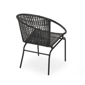 English Elm Christopher Knight Home® - Polyethylene PE Wicker 2-Person Seating Group — Weather-Resistant Rattan & Metal, Sleek Patio Set 66628.00BLK_66627.00BLK