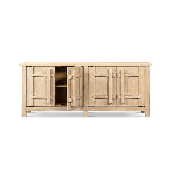 English Elm Rowan Solid Reclaimed Pine Four Door Sideboard Wide Storage Cabinet for Dining Rooms B2719P474456
